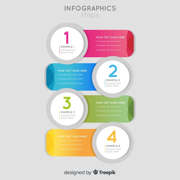 Шаблон плоских инфографики шаги