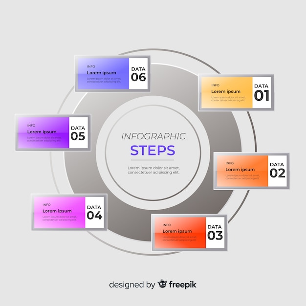 Modello di passaggi infografica piatta