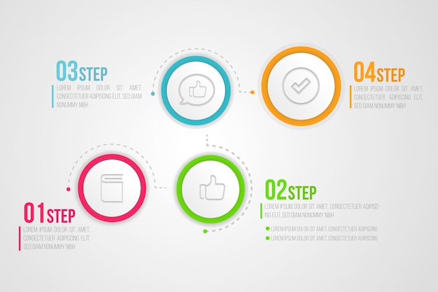 無料ベクター フラットインフォグラフィックの手順テンプレート