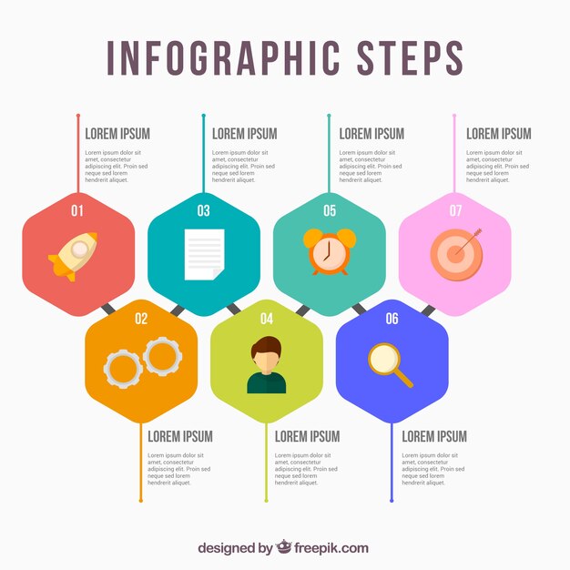 Flat infographic steps with fun icons