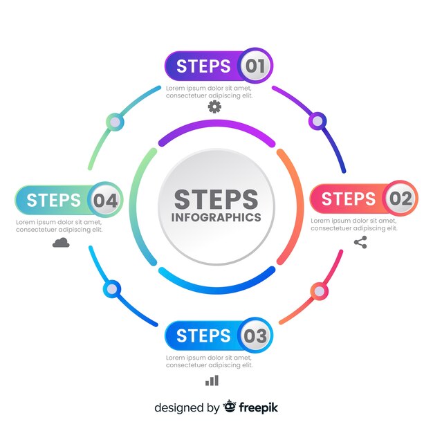 그라디언트 효과와 플랫 infographic 단계