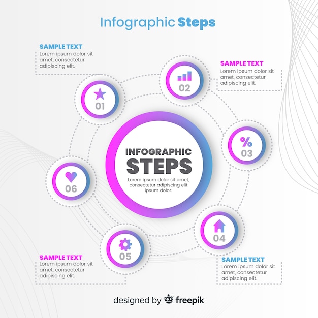 Flat infographic steps with gradient effect
