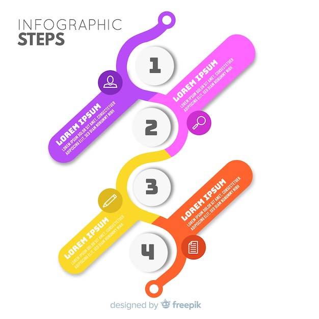 Vettore gratuito passaggi infografica piatte