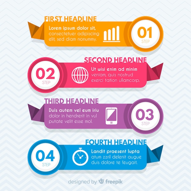 Free vector flat infographic steps