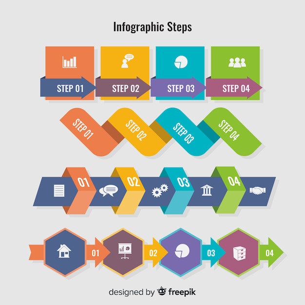 Flat infographic steps