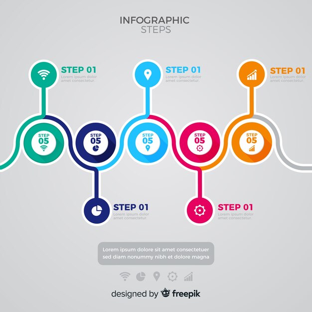 Flat infographic steps