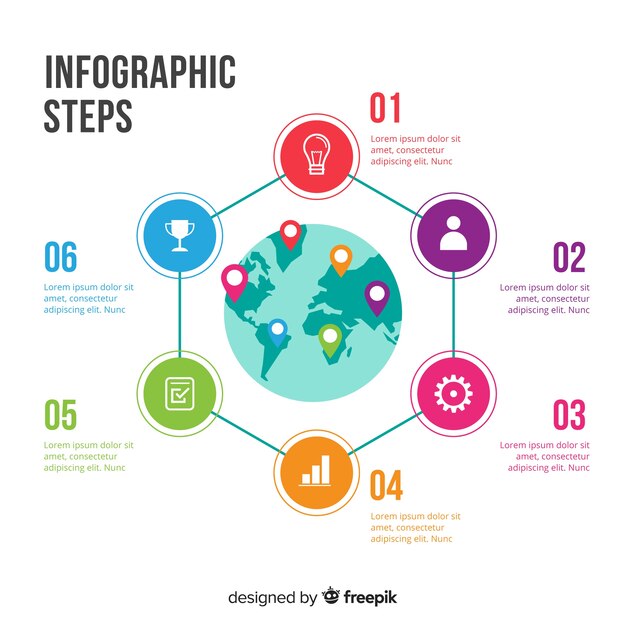 平らなインフォグラフィックステップ