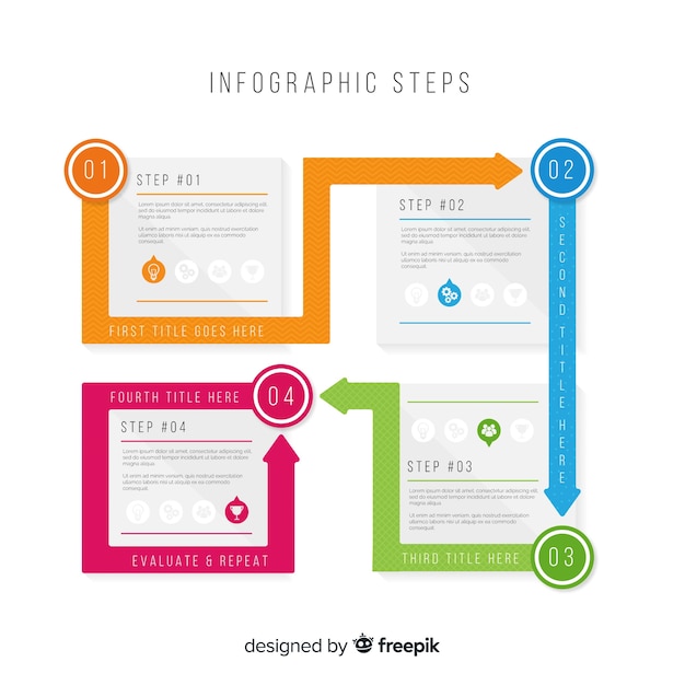 Free vector flat infographic steps