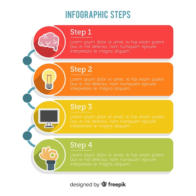 Flat infographic steps