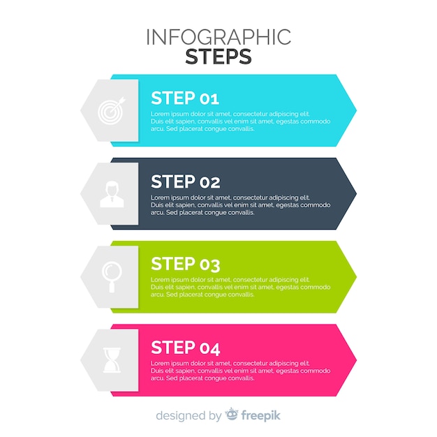 平らなインフォグラフィックステップ