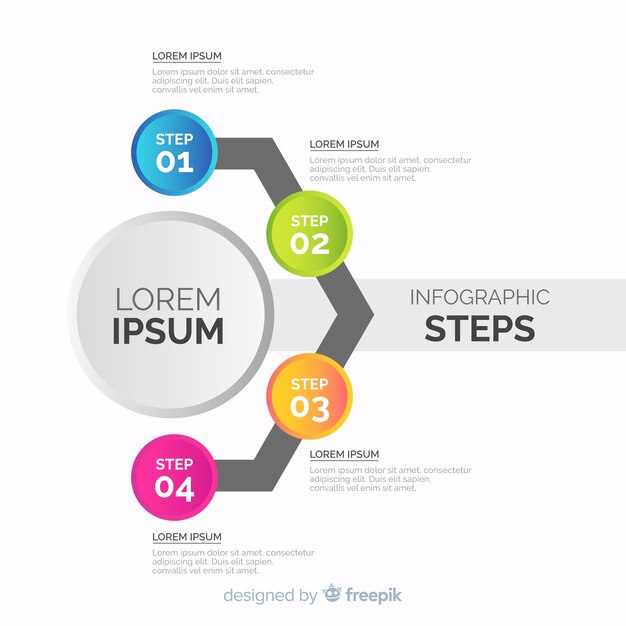 平らなインフォグラフィックステップ