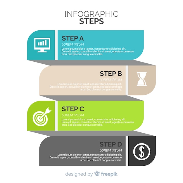 Free vector flat infographic steps