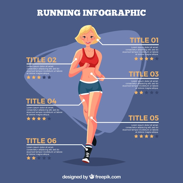 Free vector flat infographic template with woman running