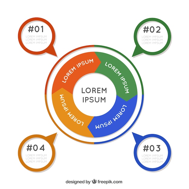 Flat infographic with colorful circles