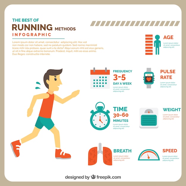 Free vector flat infographic with methods for running