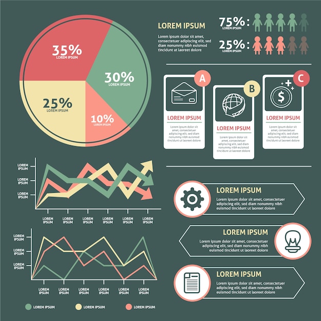 Flat Infographic with Retro Colors Design – Free Vector Download