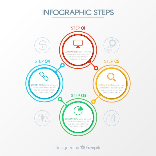 Flat infographic with steps