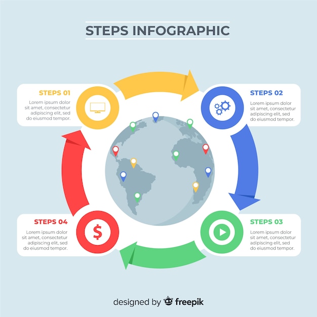 Free vector flat infographic with steps