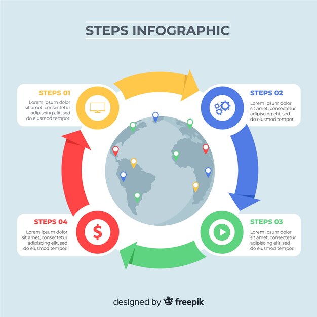 Flat infographic with steps