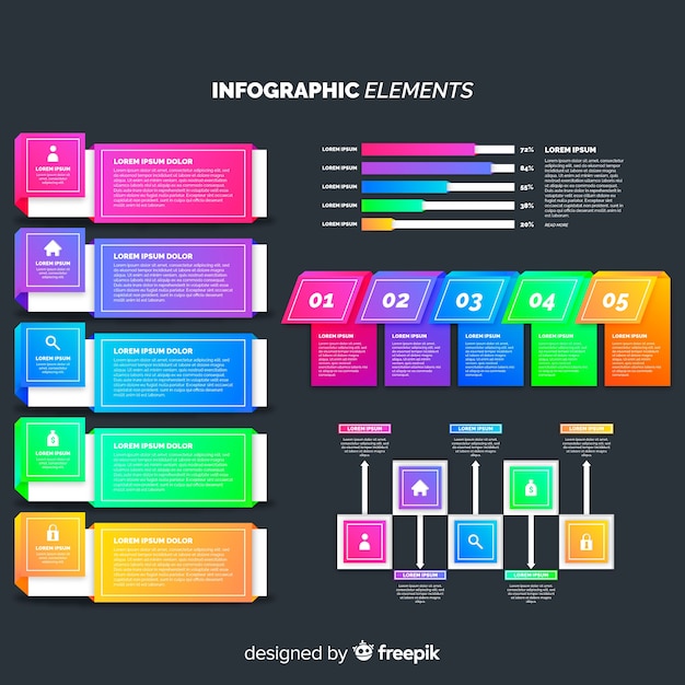 Free vector flat infographics element collection