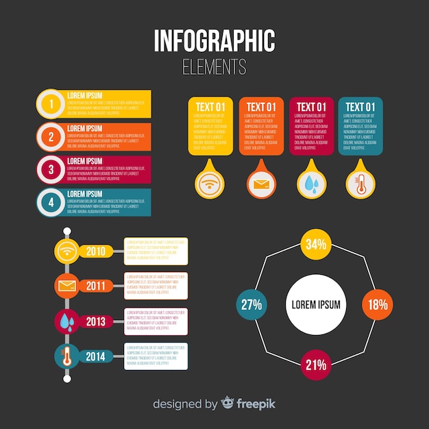 Raccolta di elementi infografica piatta