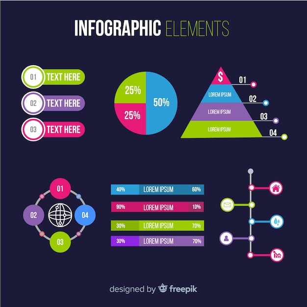 Vettore gratuito raccolta di elementi infografica piatta