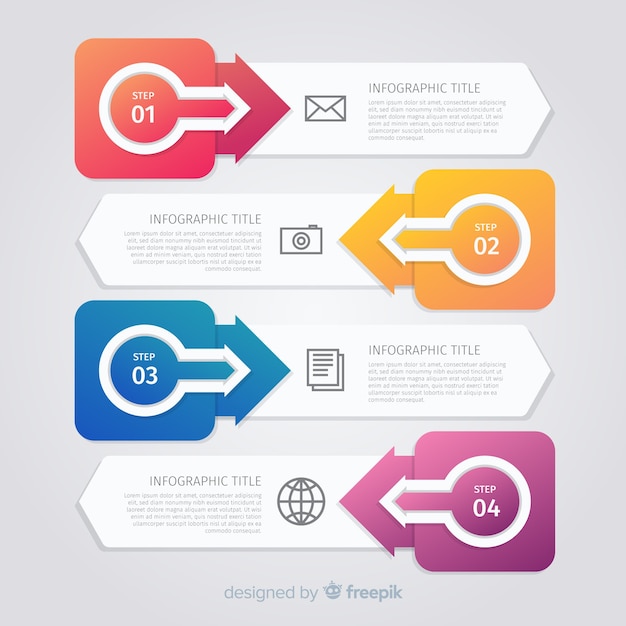 平らなインフォグラフィックステップコレクション