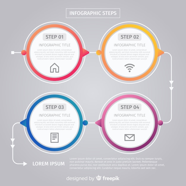 Flat infographics steps collection