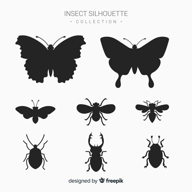 Free Vector flat insect silhouettes collection