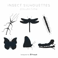 Free vector flat insect silhouettes collection