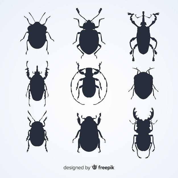 Free vector flat insect silhouettes collection