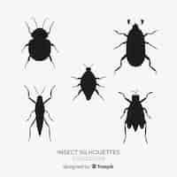 Free vector flat insect silhouettes collection