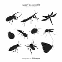 Free vector flat insect silhouettes collection