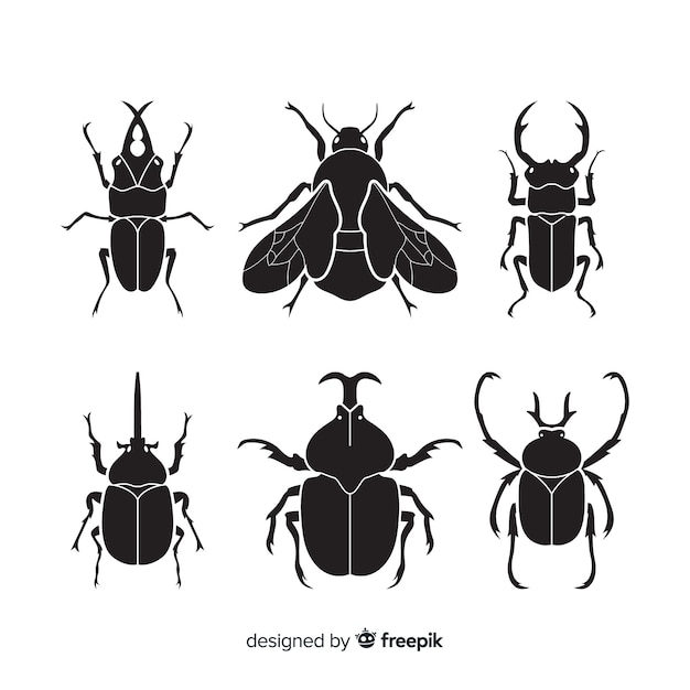 Free vector flat insect silhouettes collection