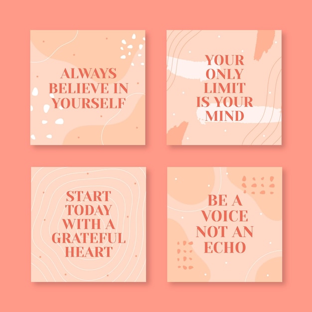 Flat inspirational quotes instagram post collection