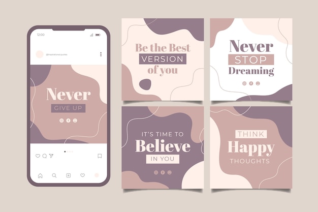 Free vector flat inspirational quotes instagram post collection