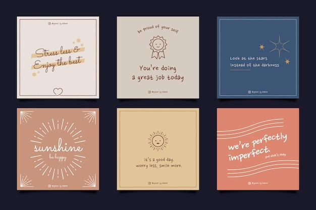 Free vector flat inspirational quotes instagram post collection
