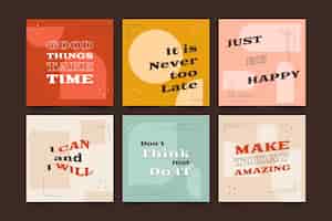 Free vector flat inspirational quotes instagram post set