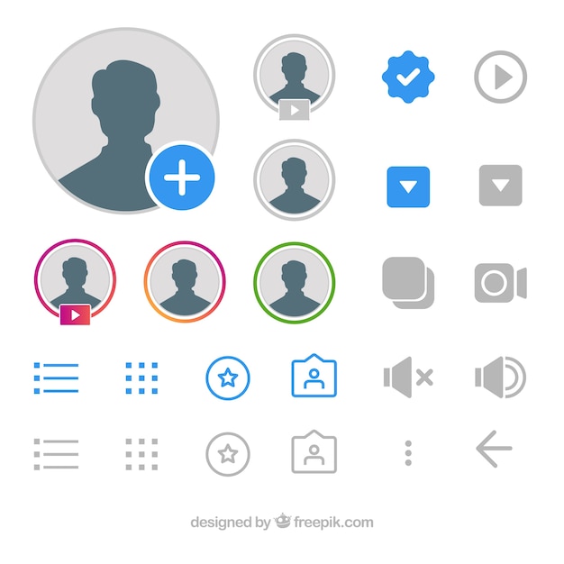 Flat instagram icons and notifications set