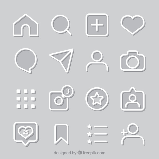 Free vector flat instagram icons and notifications set