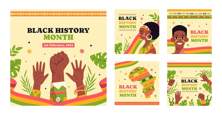 Free Vector flat instagram posts collection for black history month celebration