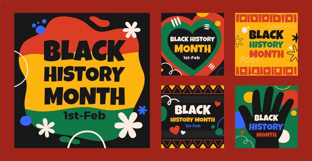 Free vector flat instagram posts collection for black history month celebration