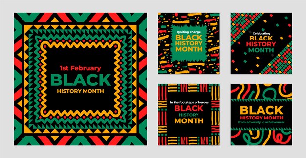 Free Vector flat instagram posts collection for black history month celebration