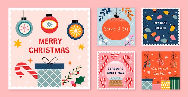 Flat instagram posts collection for christmas season