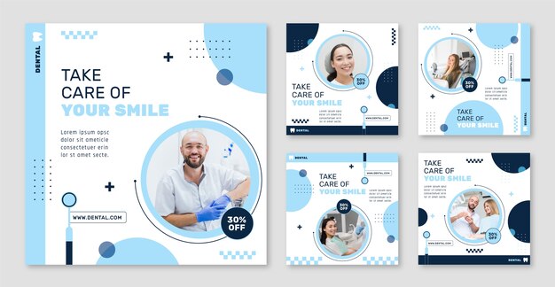 歯科医院ビジネスのためのフラットなInstagramの投稿コレクション
