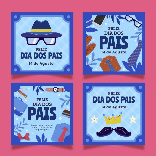 flat instagram posts collection for dia dos pais celebration