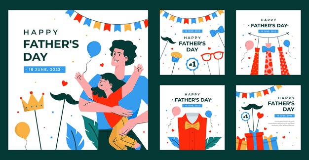 flat instagram posts collection for fathers day celebration
