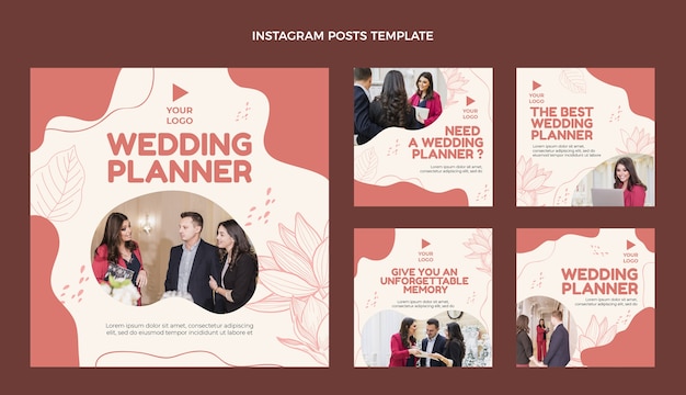 결혼 계획 회사를 위한 플랫 인스타그램 게시물 모음