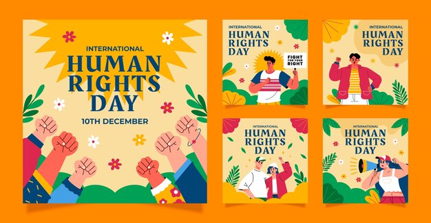 flat instagram posts collection for human rights day celebration