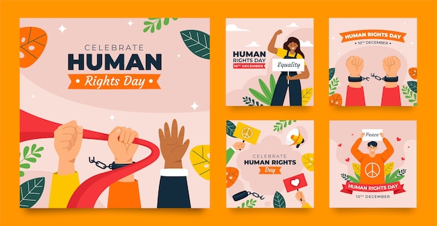 Плоская коллекция постов в Instagram к Дню прав человека